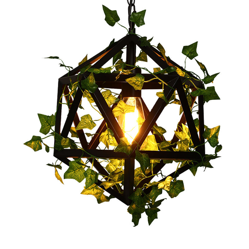 10.5’/15’ Metal Ceiling Light: Antique Pink/Green Geometric Restaurant Led Down Lighting With