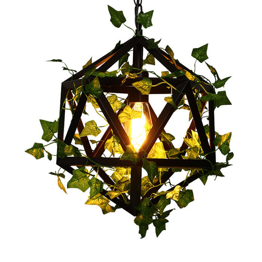 10.5’/15’ Metal Ceiling Light: Antique Pink/Green Geometric Restaurant Led Down Lighting With