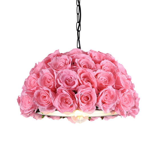 Industrial Dome Rose Downlight Led Pendant Light In Pink For Restaurants