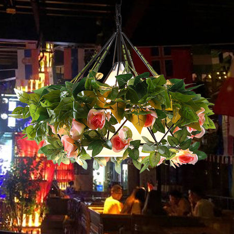 Vintage Black Metal Diamond Pendant Led Light - Perfect For Restaurants Available In 3 Sizes! / 16