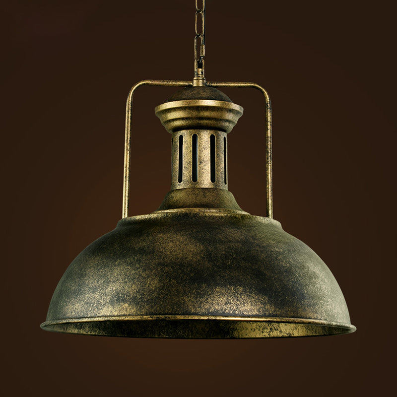 Industrial Stylish Domed Pendant Light In Aged Silver - 13’/16’ Wide Ideal For Dining Room