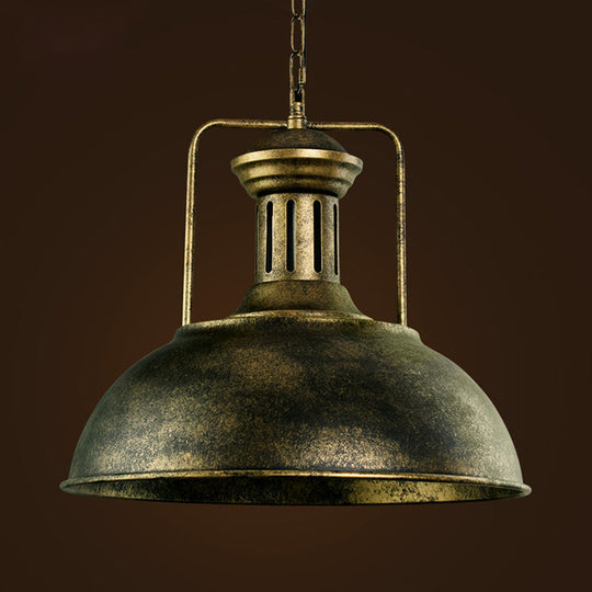 Industrial Stylish Domed Pendant Light In Aged Silver - 13’/16’ Wide Ideal For Dining Room