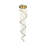 Contemporary Led Crystal Gold Pendant With Spiral Design - 6-Head Hanging Lamp Fixture
