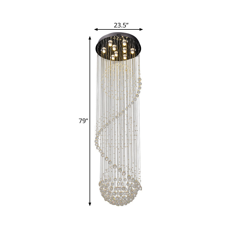 Modern Black Crystal Cluster Pendant: Striking Led Ceiling Hang Fixture With Clear Crystals & 9-Bulb