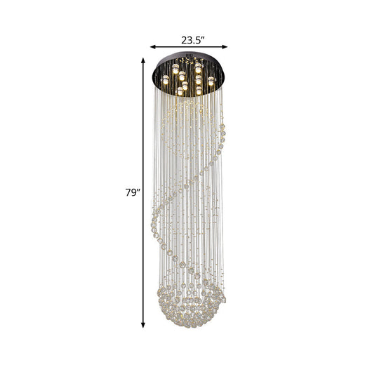 Modern Black Crystal Cluster Pendant: Striking Led Ceiling Hang Fixture With Clear Crystals & 9-Bulb