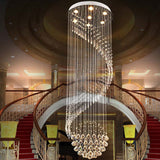 Minimalist Crystal Cluster Pendant Lamp - 7-Light Spiral Stair Silver Led Ceiling Light