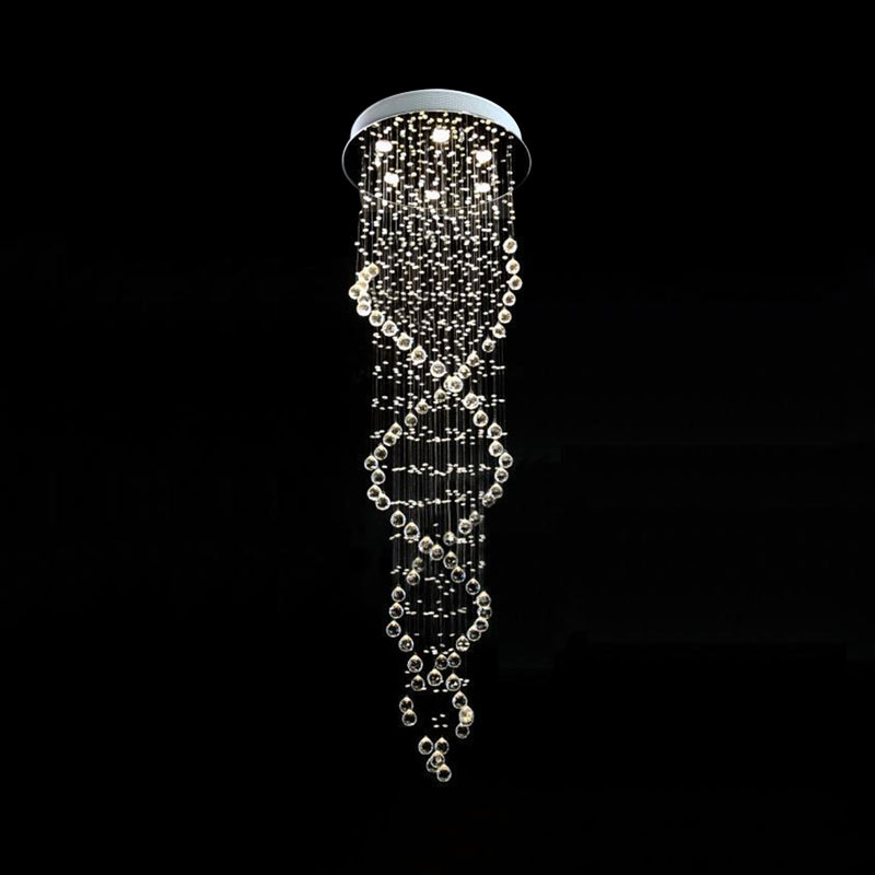 White Led Cluster Pendant Light - Modern Spiral Waterfall Design With 6 Heads Hanging Ceiling Lamp