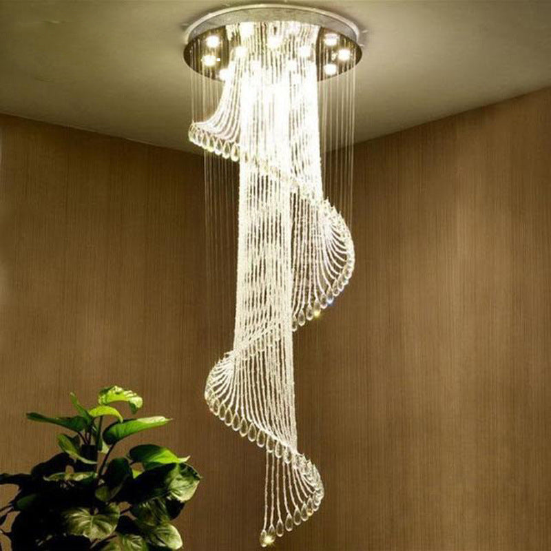 Contemporary Black Crystal Spiral Pendant Ceiling Light - 5-Light Led Perfect For Living Room