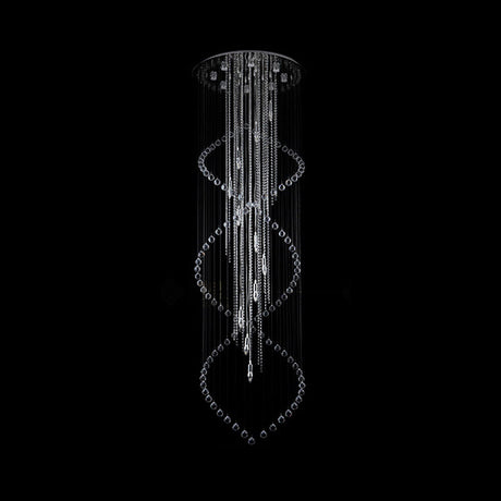 Minimalist Crystal Stair Cluster Pendant Lamp | Silver Led Suspension Light