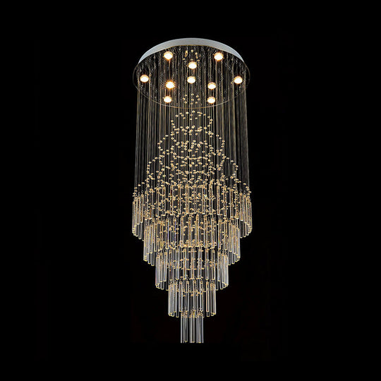 Modern Crystal Drop Lamp With Led 10 Bulbs - Orbs And Rods Design For Living Room Ceiling Light