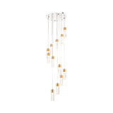 Modernist Gold/Silver Tube Stair Pendant Light With Spiral Design - 12 Heads