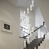 Modernist Gold/Silver Tube Stair Pendant Light With Spiral Design - 12 Heads Silver