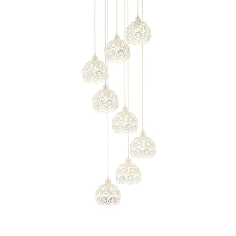 Modern Crystal Dome Chandelier White/Black 8-Bulb Ceiling Light For Living Room
