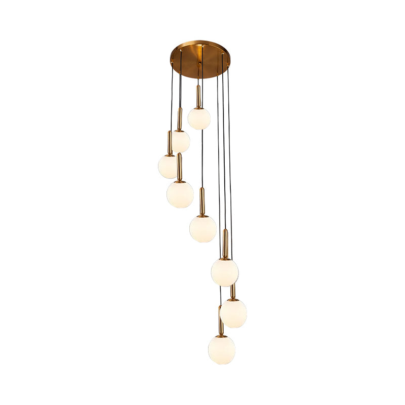 Modern Spiral Pendant Light With 8/9 Bulbs - White/Clear Lattice Glass Cluster Ceiling Fixture 8 /
