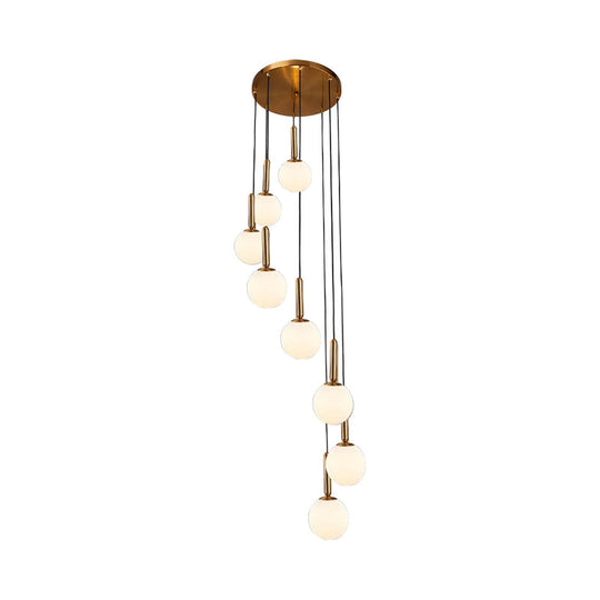 Modern Spiral Pendant Light With 8/9 Bulbs - White/Clear Lattice Glass Cluster Ceiling Fixture 8 /