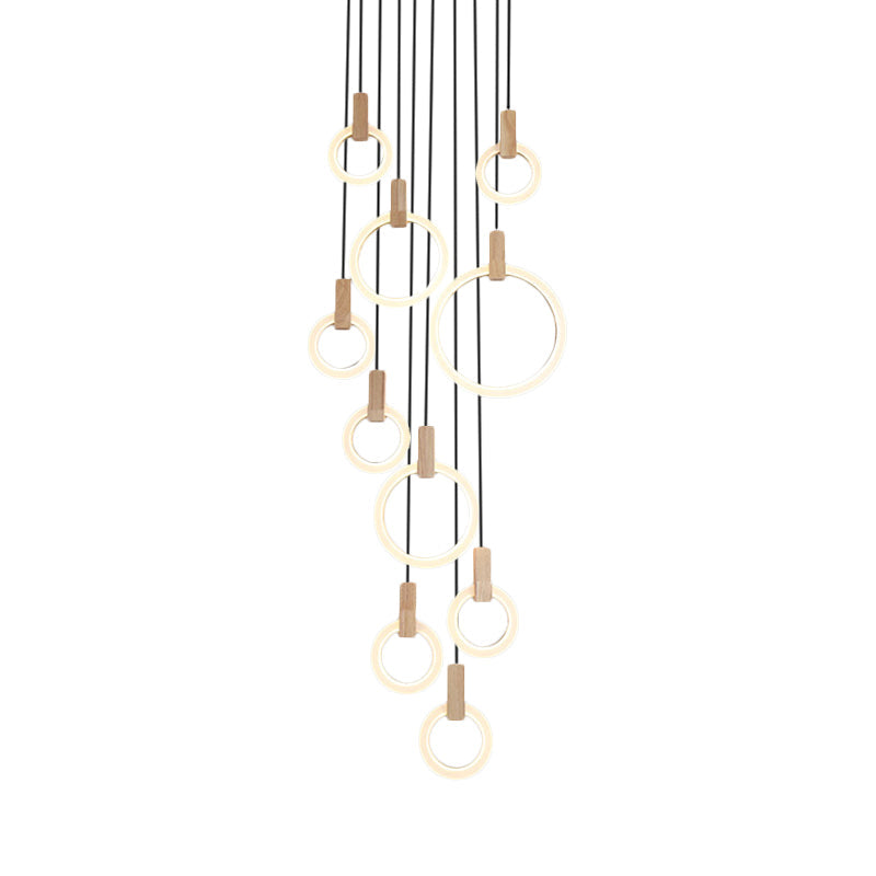 White Acrylic Cluster Pendant Light With 10 Heads - Simple Living Room Ceiling Lamp