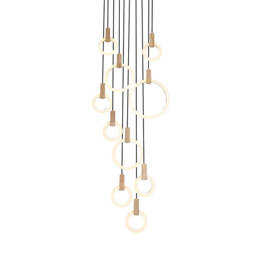 White Acrylic Cluster Pendant Light With 10 Heads - Simple Living Room Ceiling Lamp