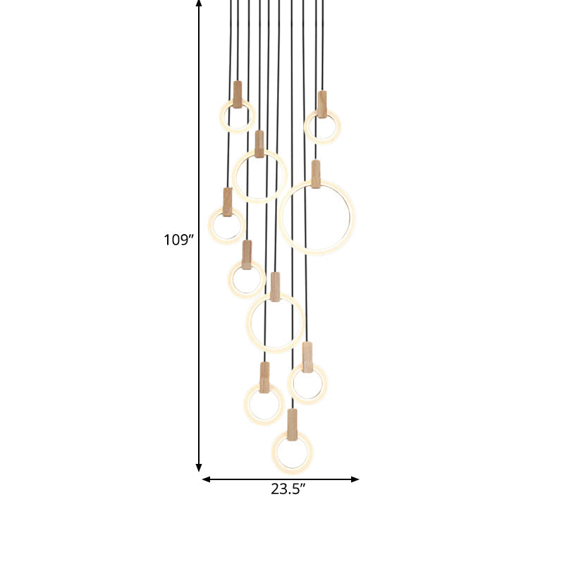 White Acrylic Cluster Pendant Light With 10 Heads - Simple Living Room Ceiling Lamp