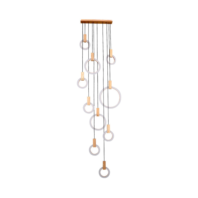White Acrylic Cluster Pendant Light With 10 Heads - Simple Living Room Ceiling Lamp
