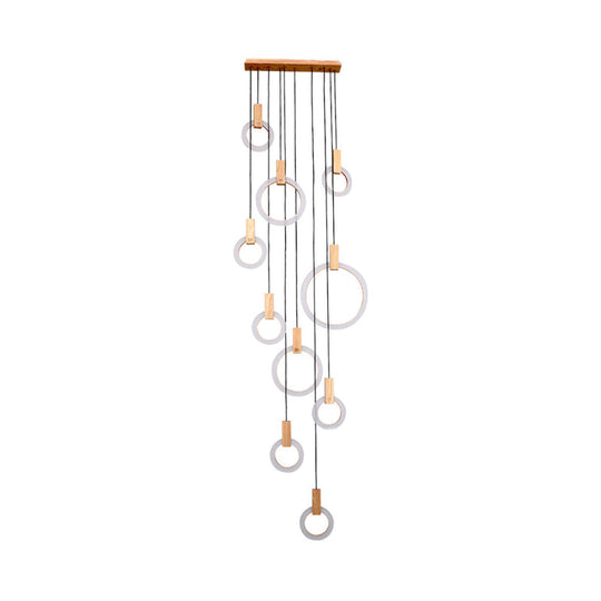 White Acrylic Cluster Pendant Light With 10 Heads - Simple Living Room Ceiling Lamp