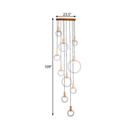 White Acrylic Cluster Pendant Light With 10 Heads - Simple Living Room Ceiling Lamp