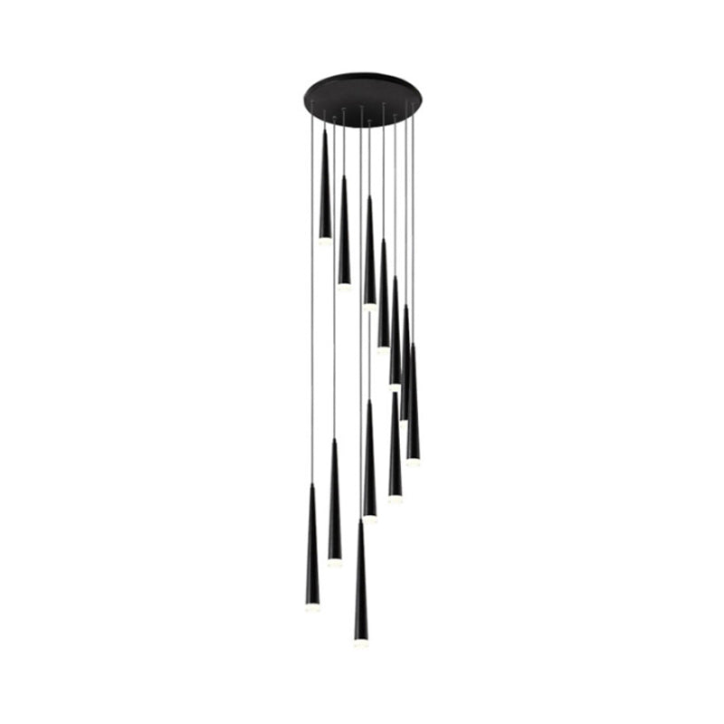 Contemporary Acrylic Black Hanging Lamp: 9/12/18 Lights Multi Light Pendant With Spiral Design For