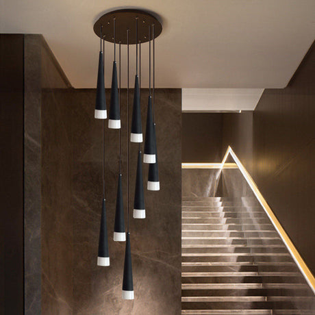 Contemporary Acrylic Black Hanging Lamp: 9/12/18 Lights Multi Light Pendant With Spiral Design For
