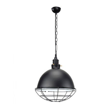 Retro Industrial Metal Pendant Light - Bowl Shade 1 Bulb Multiple Colors Wire Guard And Chain