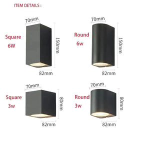 3W/6W Led Aluminum Wall Lamp Porch Light Sconce Square Outdoor Waterproof Garden Lights Modern Wall