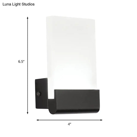 4 Wide Acrylic Led Sconce Light - Black/White Cuboid Design With Warm/White Lighting Options