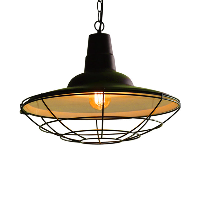 Vintage Metal Pendant Light - Stylish Wire Frame Ceiling Lamp | 1-Light Restaurant Hanging Fixture
