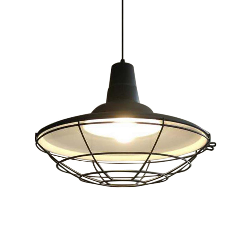 Vintage Metal Pendant Light - Stylish Wire Frame Ceiling Lamp | 1-Light Restaurant Hanging Fixture