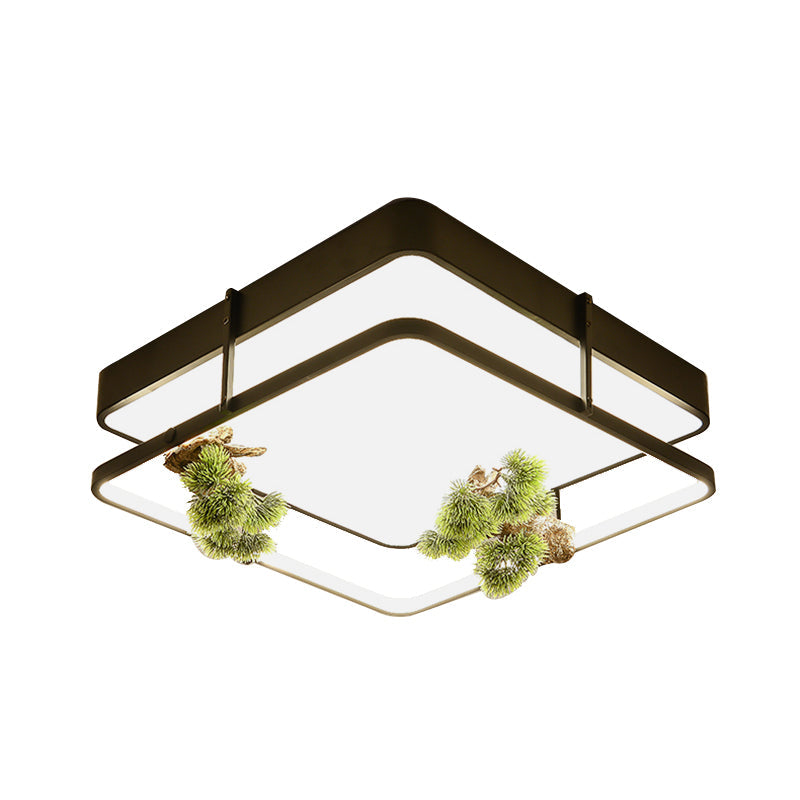 Industrial Black/Gold Led Flush Mount Ceiling Light For Bedroom - 16.5/20.5 Square/Round Metal