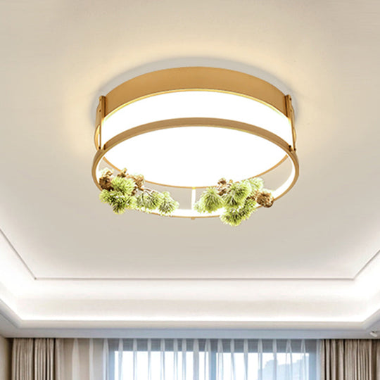 Industrial Black/Gold Led Flush Mount Ceiling Light For Bedroom - 16.5’/20.5’ Square/Round