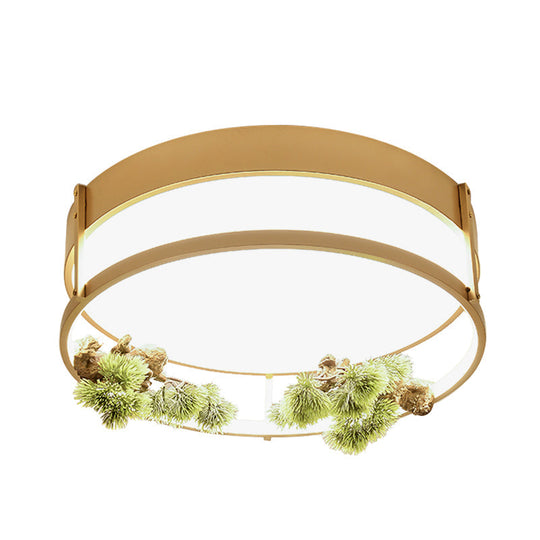 Industrial Black/Gold Led Flush Mount Ceiling Light For Bedroom - 16.5’/20.5’ Square/Round