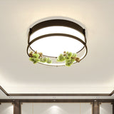 Industrial Black/Gold Led Flush Mount Ceiling Light For Bedroom - 16.5/20.5 Square/Round Metal