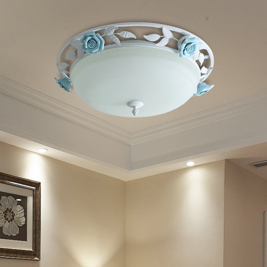 Countryside Metal Led White Flush Mount Light Fixture - 16/19.5 Width Dome Ceiling Lighting For