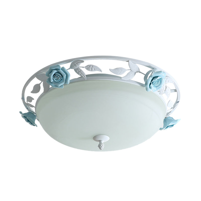 Countryside Metal Led White Flush Mount Light Fixture - 16/19.5 Width Dome Ceiling Lighting For