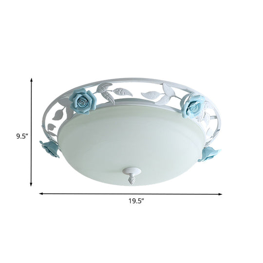 Countryside Metal Led White Flush Mount Light Fixture - 16/19.5 Width Dome Ceiling Lighting For