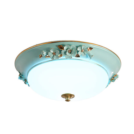 Countryside Metal Dome Led Flush Mount Ceiling Light Fixture For Bedroom - White Multiple Sizes