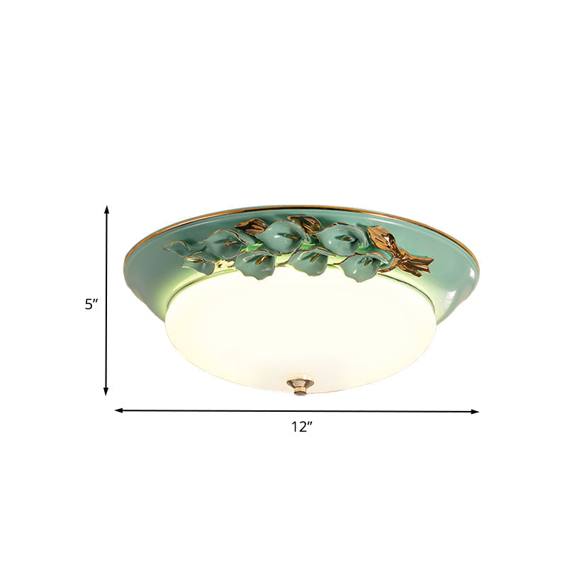 White Led Flush Mount Lighting For Bedroom - Pastoral Bowl Ceiling Fixture (1 Light Metal