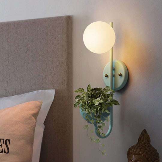 Industrial 1-Light Led Metal Sconce In Yellow/Blue/Green For Plant Wall Mount Lighting Restaurants