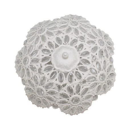 Art Deco Metal Bowl Flush Mount Ceiling Lamp With 3 Lights - White Ideal For Living Room