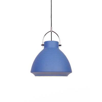 Macaron Dome Suspended Pendant Light - 10/14 Metallic Fixture With Handle Black/Blue For Dining
