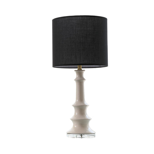 Contemporary Black Nightstand Lamp - Straight Sided Shade Fabric 1 Head Reading Light