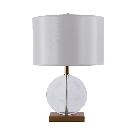 Modernist Circular Fabric Task Light Crystal Reading Lamp In Gold