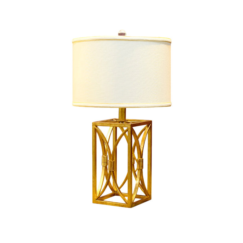 Modern Metal Cylinder Nightstand Light In Gold For Living Room
