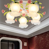 Scalloped Metal White Ceiling Light: 3/5 Lights Flush Mount Fixture For Living Room