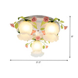 Scalloped Metal White Ceiling Light: 3/5 Lights Flush Mount Fixture For Living Room