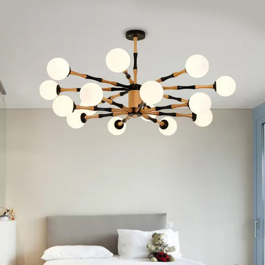 Contemporary Wooden Sputnik Chandelier - 6/8/12 Lights Hanging Pendant Lamp For Bedroom